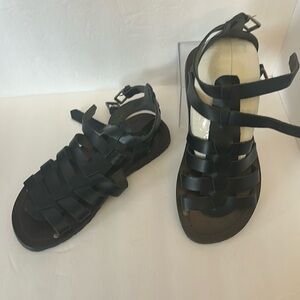 Mochi black gladiator leather sandals. Size 40.